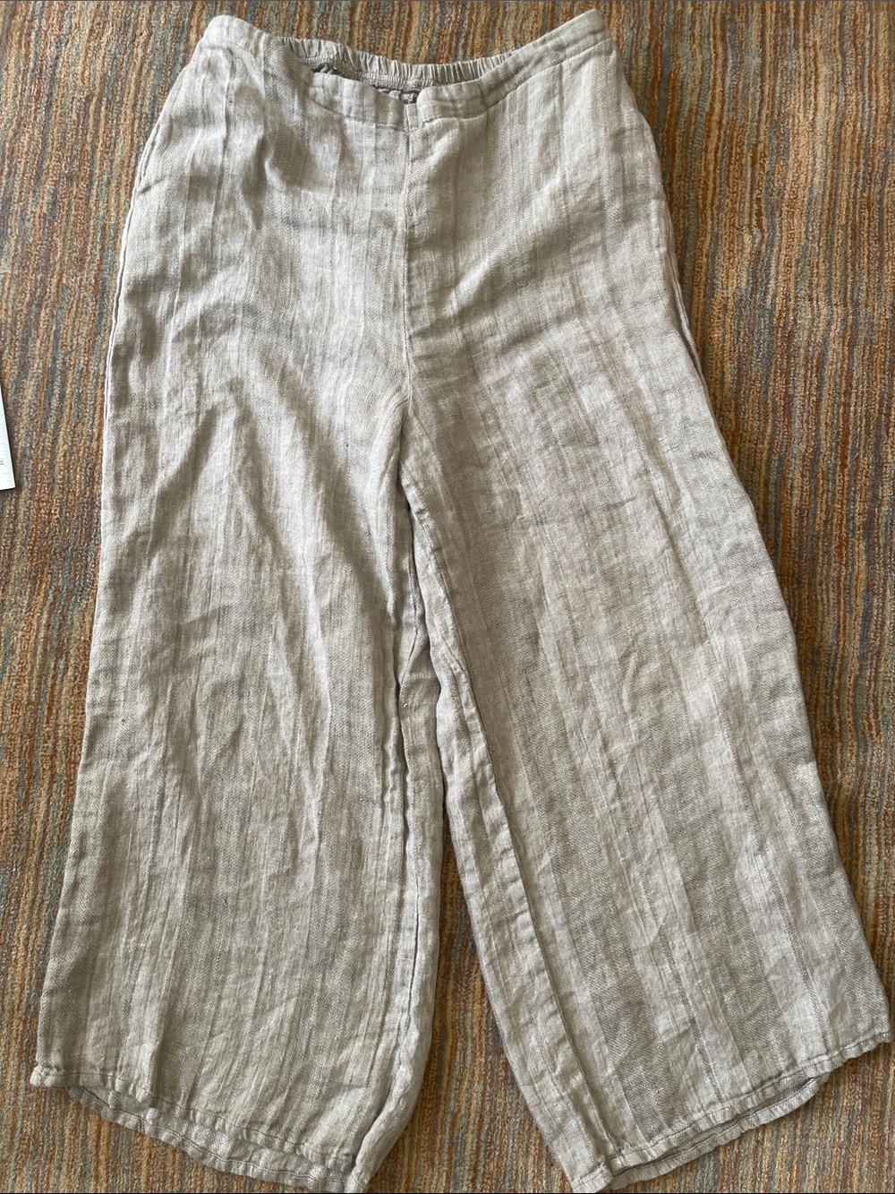 FLAX Small Neutral Khaki Wide Leg Pants Small
